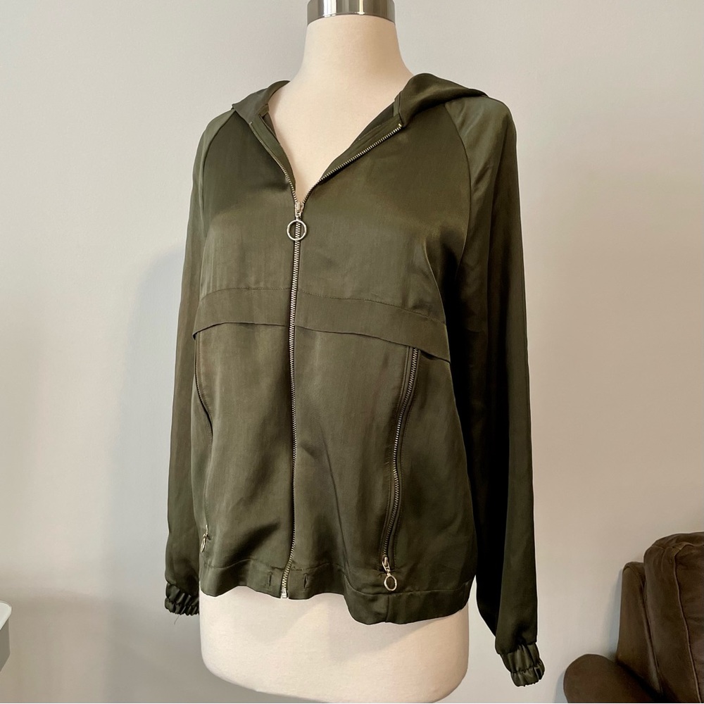 Zara Green Satin Bomber